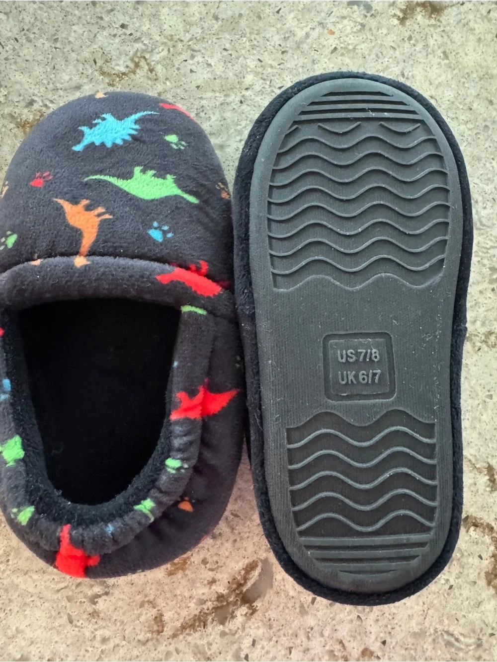 Kids Plush One-Piece Slipper - Multicolor Dinosaur Print NEW